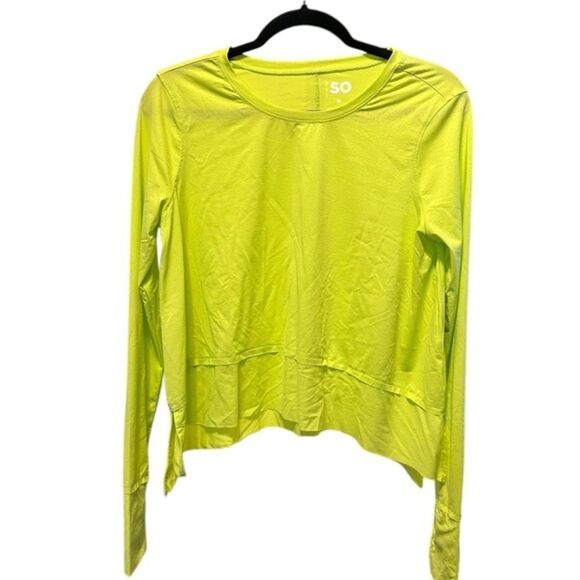 NWT SO Women's Lime Green Athletic Long Sleeve Top - Size Medium - Picture 1 of 6
